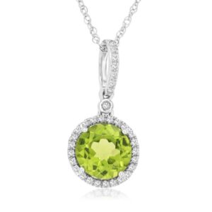 WHITE GOLD PERIDOT & DIAMOND PENDANT WC6063X