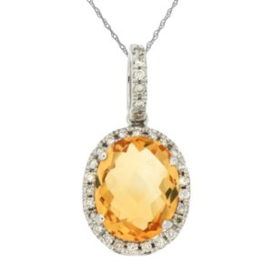WHITE GOLD CITRINE & DIAMOND PENDANT WC4523C