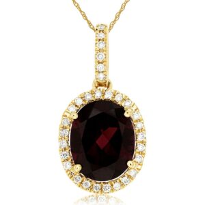 YELLOW GOLD GARNET & DIAMOND PENDANT C4523G