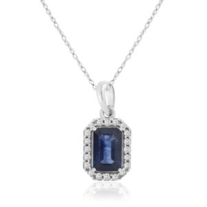 WHITE GOLD SAPPHIRE & DIAMOND PENDANT WH3271S