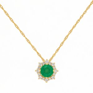 YELLOW GOLD EMERALD & DIAMOND PENDANT H1891EM