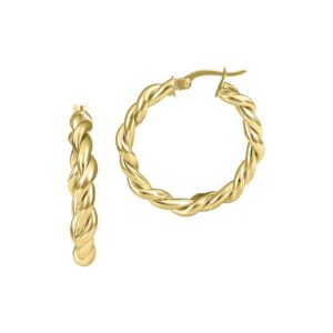 YELLOW GOLD DOUBLE TWISTED HOOP EARRINGS 5T332