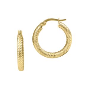 YELLOW GOLD TWISTED HOOP EARRINGS 5T323