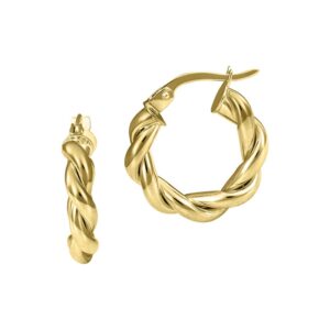 YELLOW GOLD DOUBLE TWISTED HOOP EARRINGS 5T330