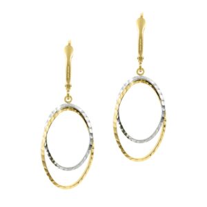 YELLOW & WHITE GOLD DOUBLE OPEN OVAL DROP EARRINGS 5T334X