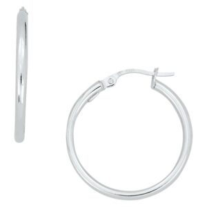 WHITE GOLD ROUND HOOP EARRINGS 5U305A