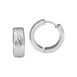 WHITE GOLD HUGGIE HOOP EARRINGS 5T329A