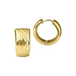 YELLOW GOLD WIDE HUGGIE HOOP EARRINGS 5T325