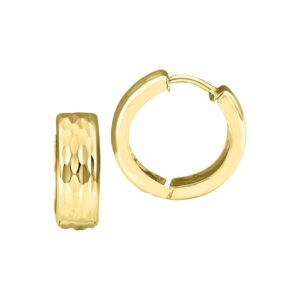 YELLOW GOLD HUGGIE HOOP EARRINGS 5T329