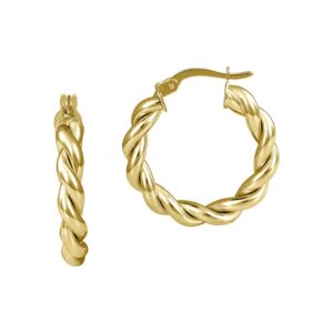 YELLOW GOLD DOUBLE TWISTED HOOP EARRINGS 5T331