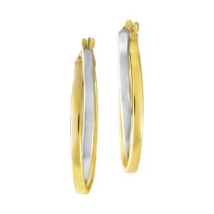 YELLOW & WHITE GOLD OVAL HOOP EARRINGS 5T423X