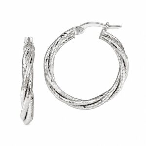 WHITE GOLD DOUBLE TWISTED HOOP EARRINGS 5T328A