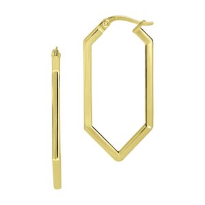 YELLOW GOLD HEXAGON HOOP EARRINGS 5T341
