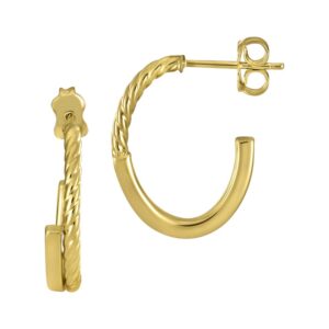 YELLOW GOLD ROPE & J HOOP EARRINGS 5T349