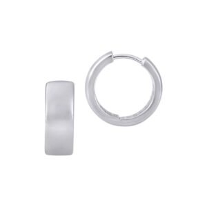 WHITE GOLD WIDE HUGGIE HOOP EARRINGS 5T351A