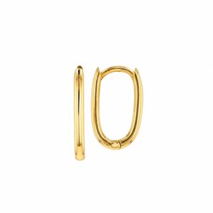 YELLOW GOLD OVAL HOOP EARRINGS 5T451