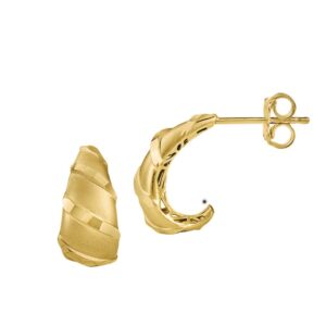 YELLOW GOLD SLASH/SATIN J DROP EARRING 5T370