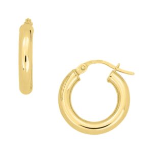 YELLOW GOLD ROUND HOOP EARRINGS 5U301