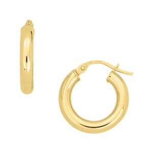 YELLOW GOLD ROUND HOOP EARRINGS 5U302