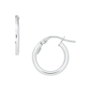 WHITE GOLD ROUND HOOP EARRINGS 5U303A