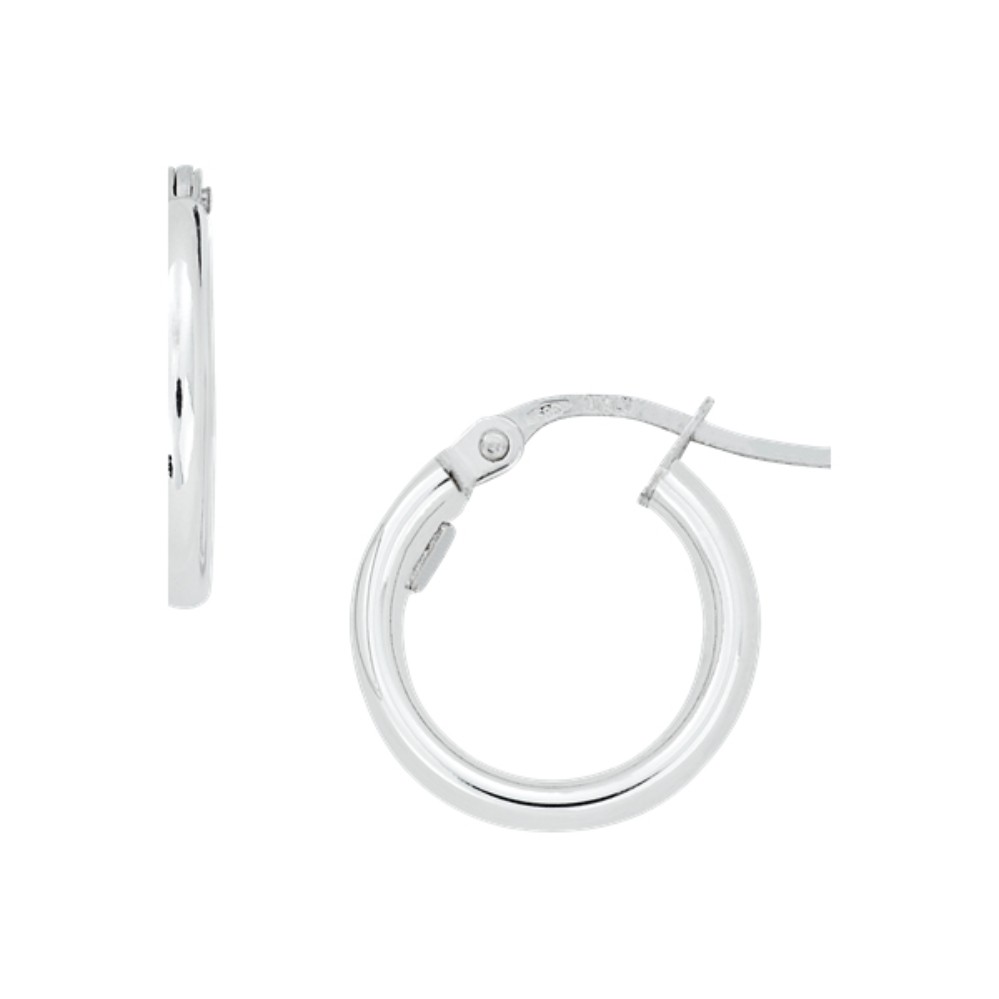 WHITE GOLD ROUND HOOP EARRINGS 5U303A