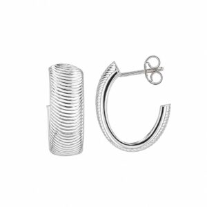 WHITE GOLD CHEVRON J HOOP EARRINGS 5R111A