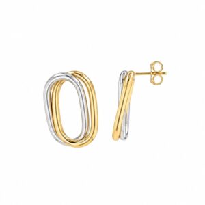 YELLOW & WHITE GOLD DOUBLE OPEN EARRINGS 5T457X