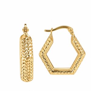 YELLOW GOLD 5-SIDED HOOP EARRINGS 5T482