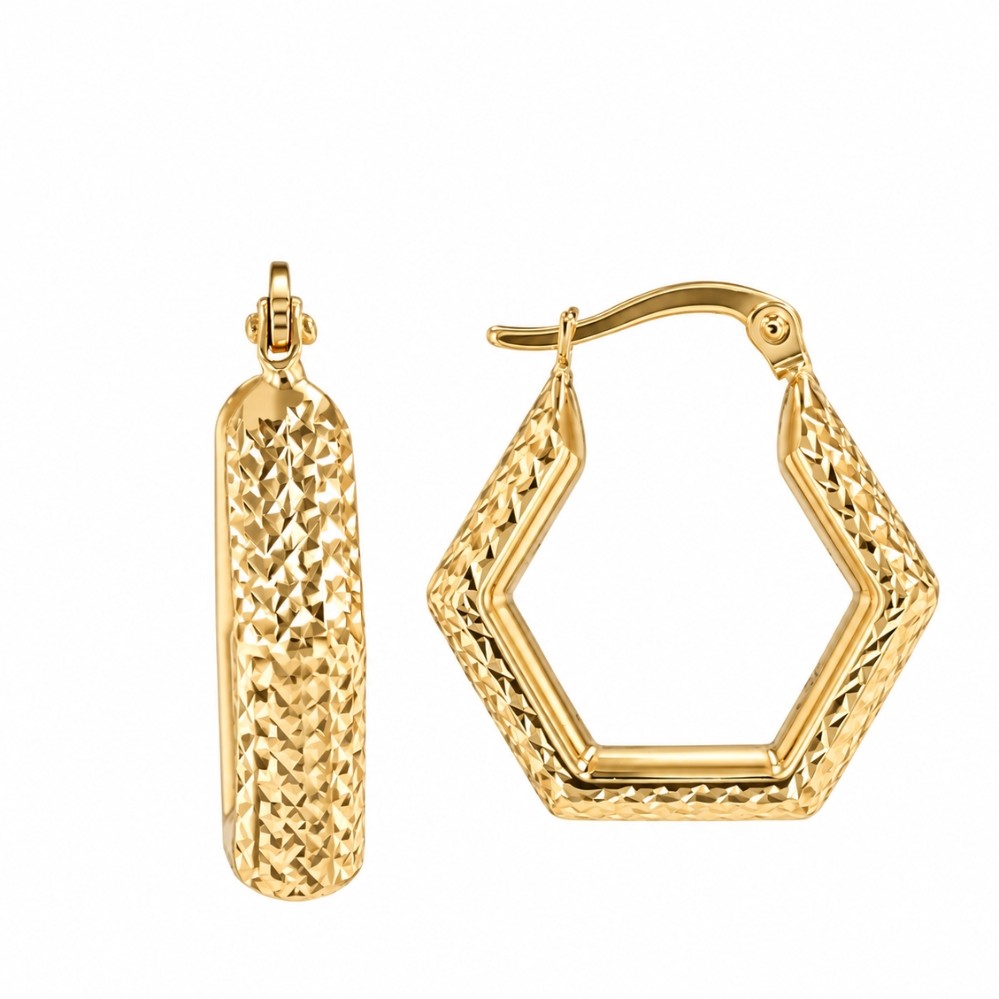 YELLOW GOLD 5-SIDED HOOP EARRINGS 5T482