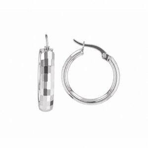 WHITE GOLD DOUBLE SIDED HOOP EARRINGS 5T484A