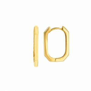 YELLOW GOLD 8-SIDED OVAL HOOP EARRINGS 5T453