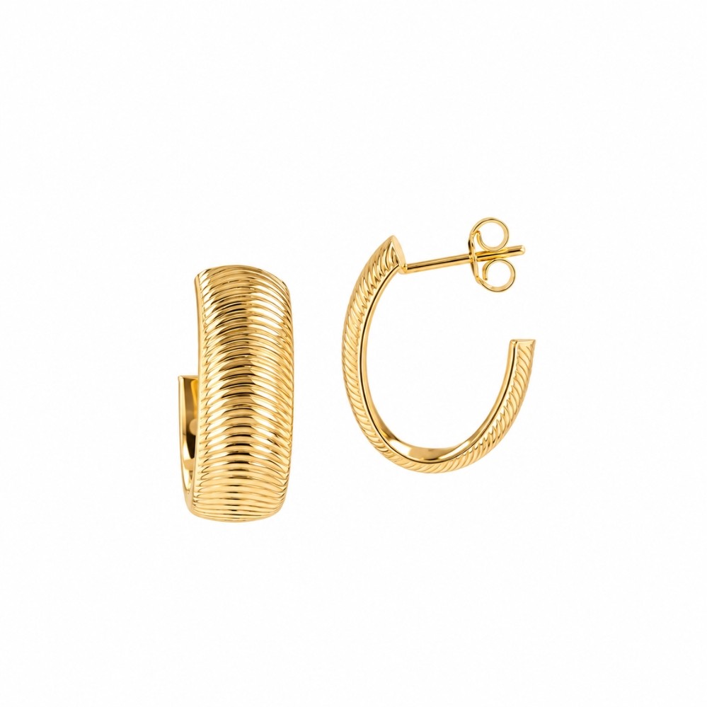 YELLOW GOLD CHEVRON J HOOP EARRINGS 5R111