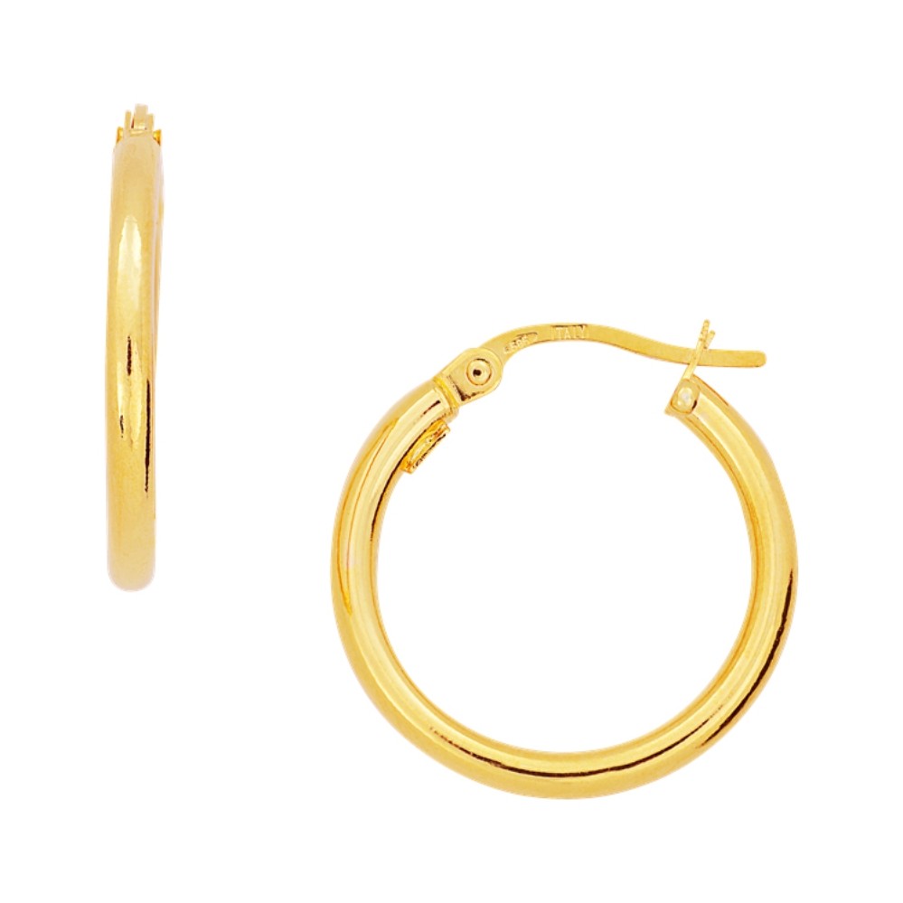 YELLOW GOLD ROUND HOOP EARRINGS 5U304
