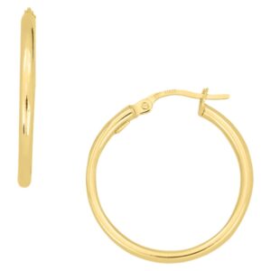 YELLOW GOLD ROUND HOOP EARRINGS 5U305