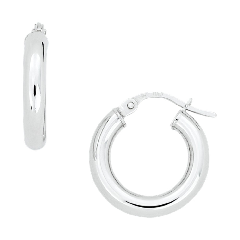 WHITE GOLD ROUND HOOP EARRINGS 5U300A