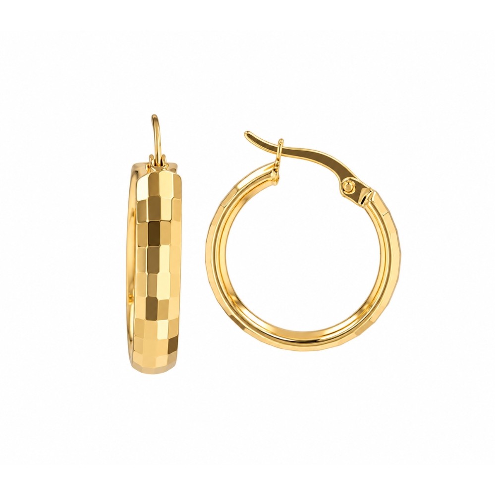 YELLOW GOLD DOUBLE SIDED HOOP EARRINGS 5T484
