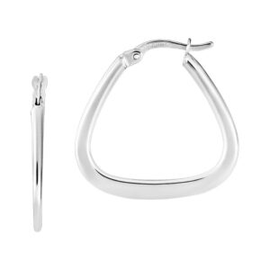 WHITE GOLD FLAT TRIANGLE HOOP EARRINGS 5T326A