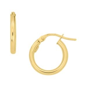 YELLOW GOLD ROUND HOOP EARRINGS 5U303T