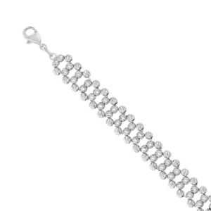 WHITE GOLD LATTICE BEAD BRACELET 1T319A/0725