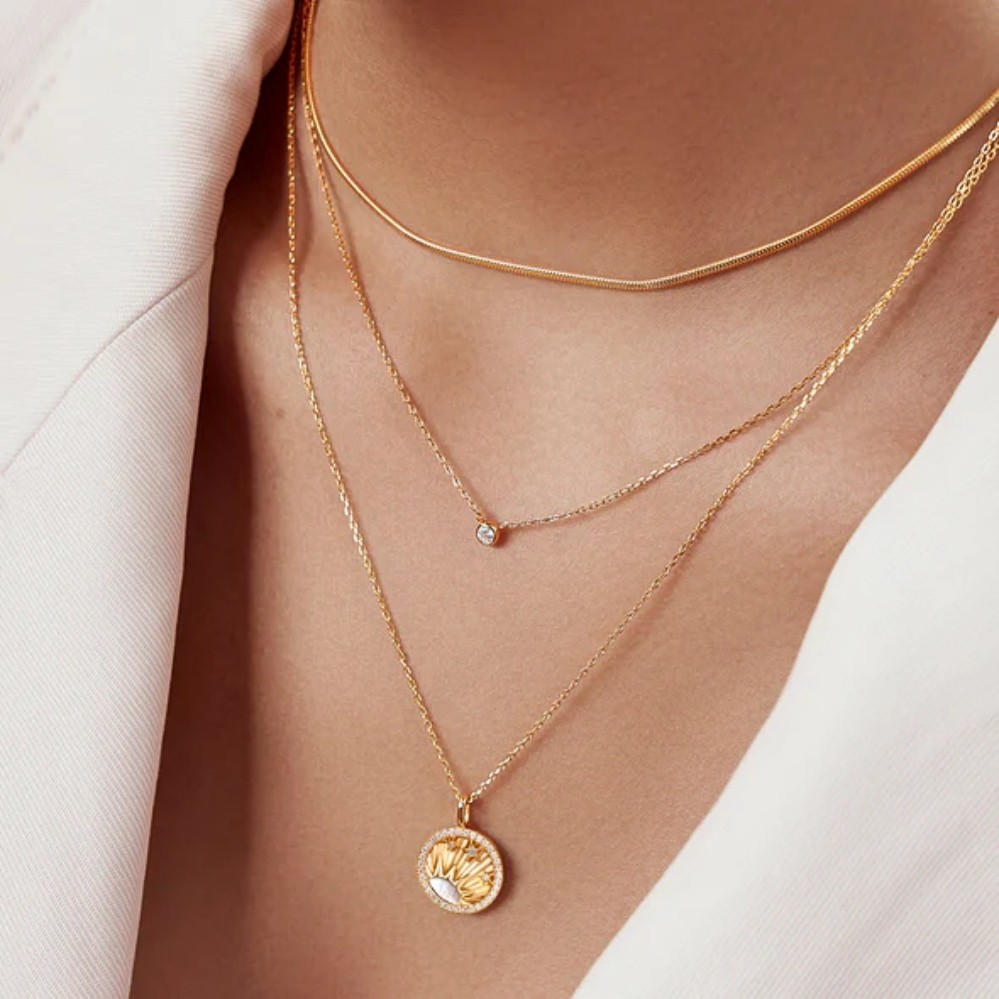 ANIA HAIE GOLD ROUND SOLITAIRE CZ NECKLACE N059-01G