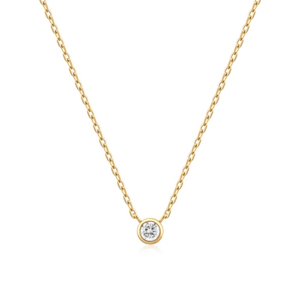 ANIA HAIE GOLD ROUND SOLITAIRE CZ NECKLACE N059-01G