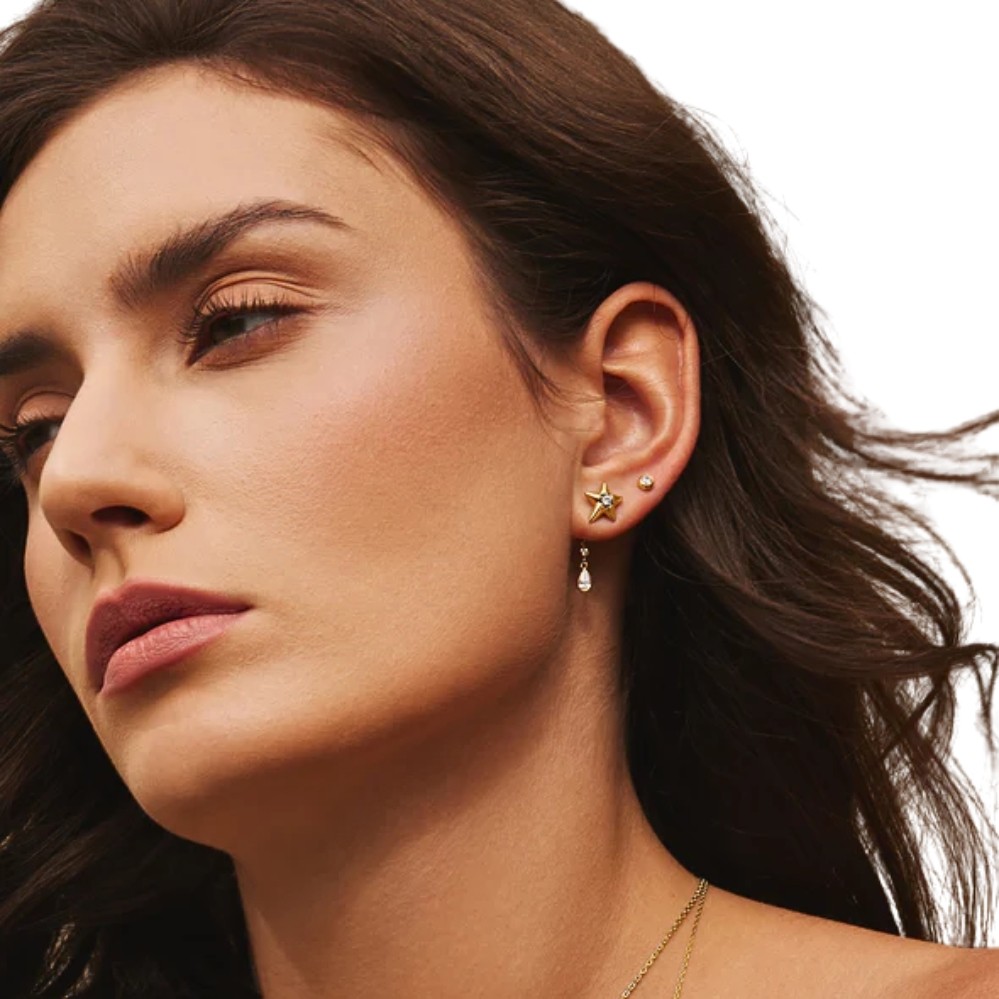 ANIA HAIE GOLD SPARKLING STAR DROP STUD EARRINGS E066-07G
